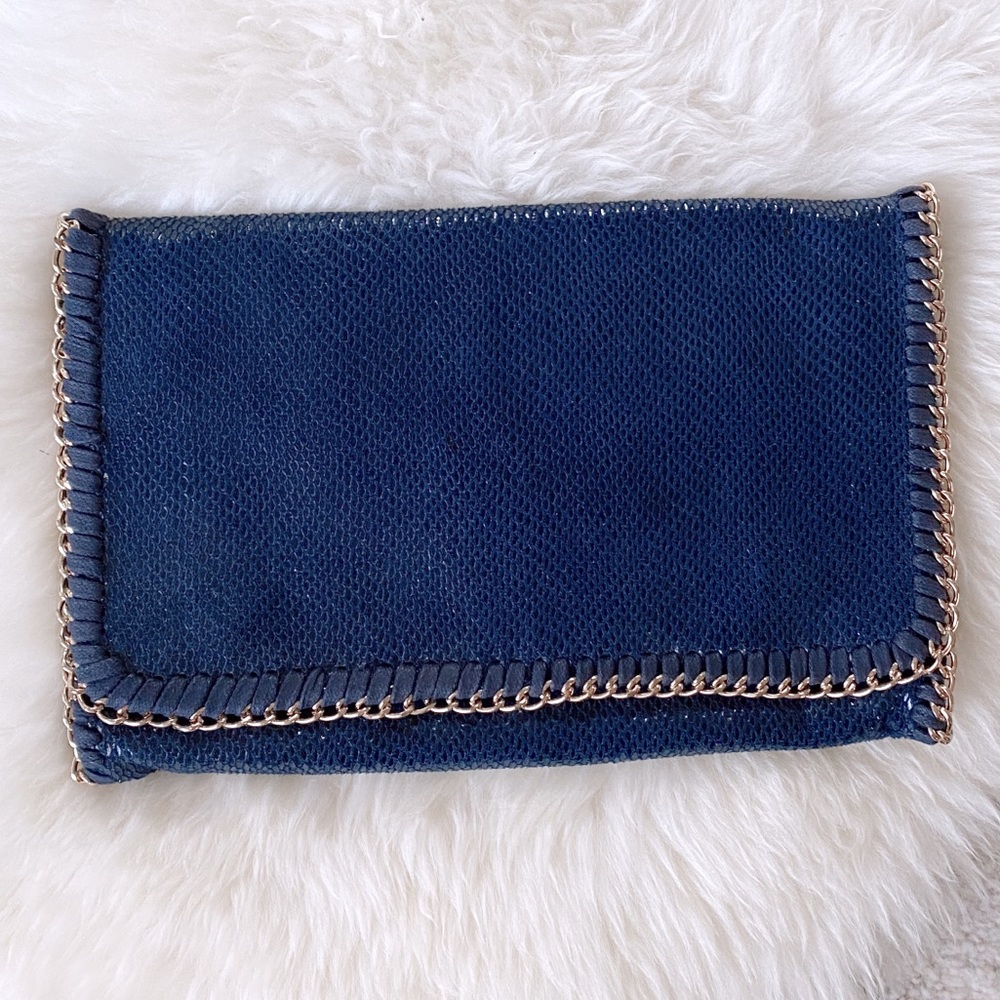 Navy Snakeskin clutch